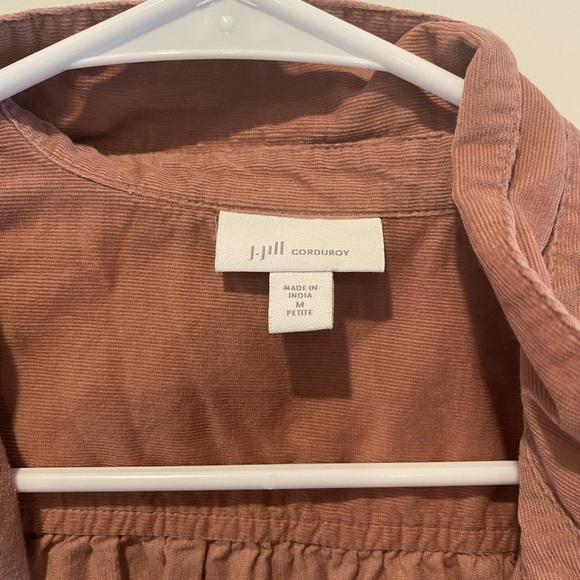J Jill Dusty Pink Corduroy Long Sleeve Button up Medium petite - Picture 3 of 6